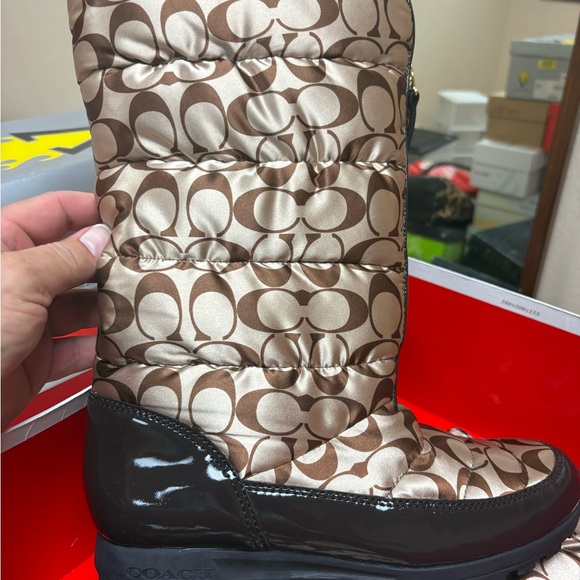 Coach Brown and Tan Patterned Boots - Picture 1 of 3
